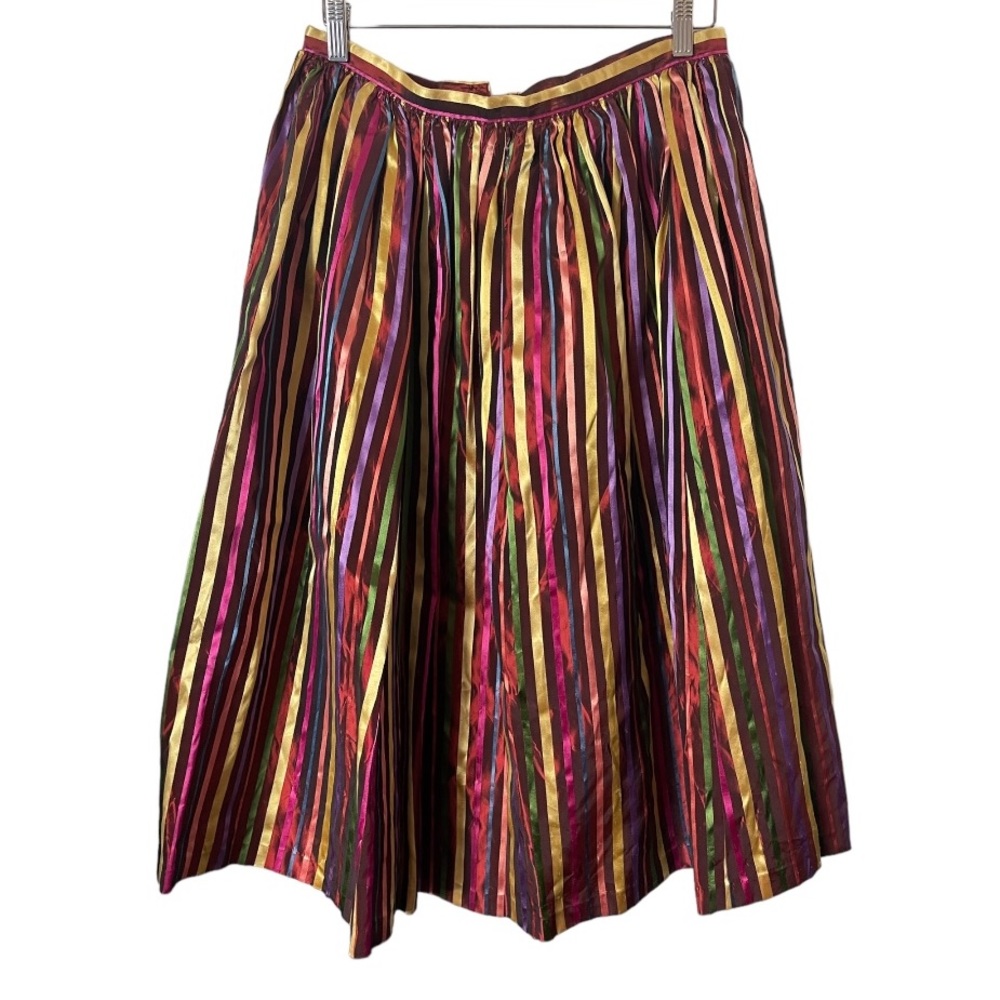 Vintage‎ Handmade Striped Full Pleated MIDI Skirt